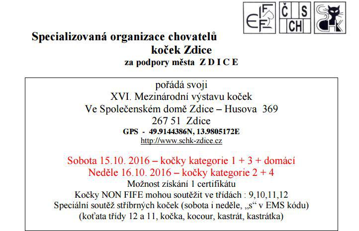 Mezinrodn vstava koek - 15. - 16. jna 2016
