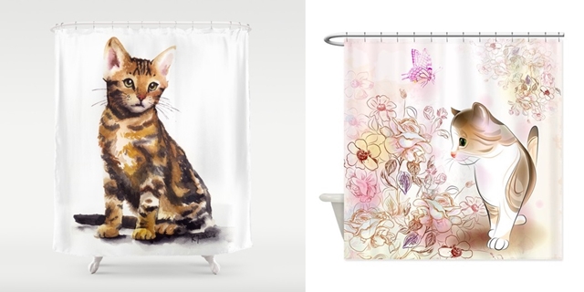 Koi koupelnov zvsy / Cat shower curtains