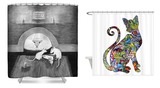 Koi koupelnov zvsy / Cat shower curtains